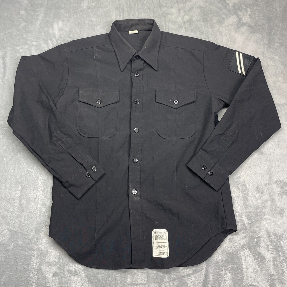 US Navy Chief Petty Officer Shirt Mens 16.5-35 Black Heavyweight‎ Long Sleeve
